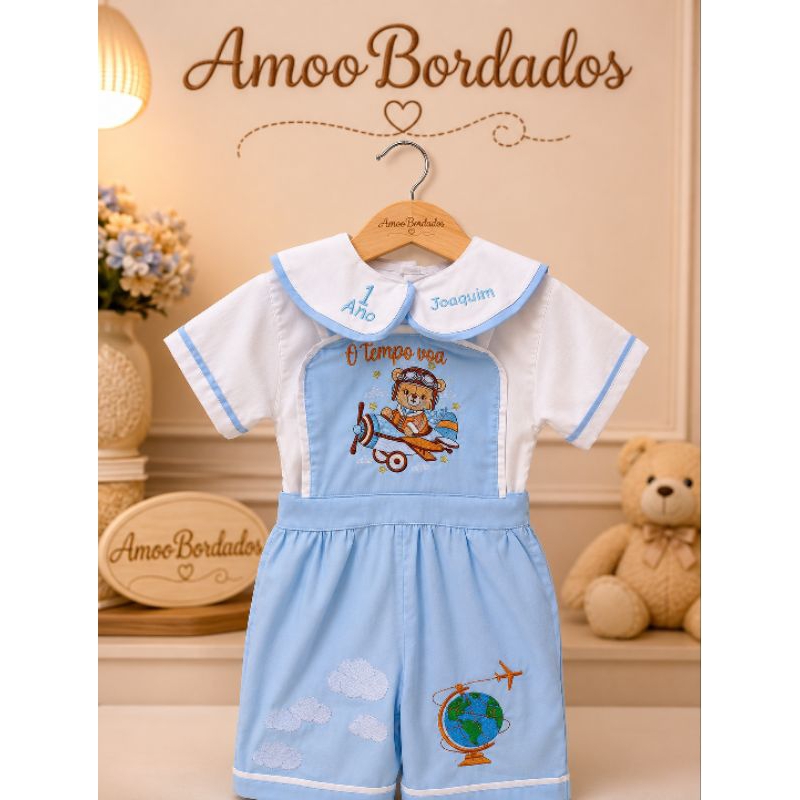 jardineira urso aviador,jardineira aviador,jardineira de frio para aniversário,urso aviador