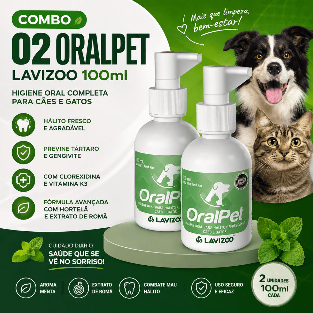 Kit 2 Oralpet Lavizoo Trata Gengitive Tártaro Cachorro Gato