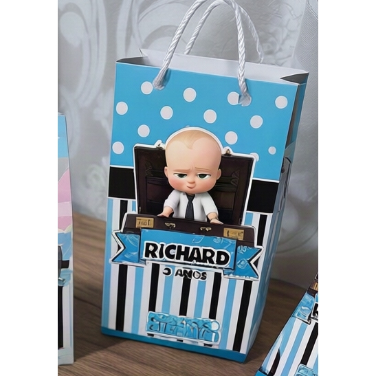 20 sacolinha surpresa com alça lembrancinha personalizada aniversário poderoso chefinho vários modelos