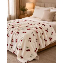 Manta Cobertor Cereja Soft Antialérgica Casal e Queen