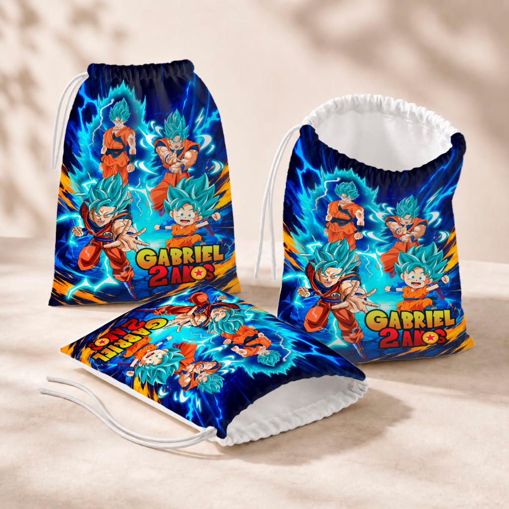 20 Sacolinhas Personalizada Festa Infantil 18x26 Aniversário Lembrancinha Dragon Ball Z M2