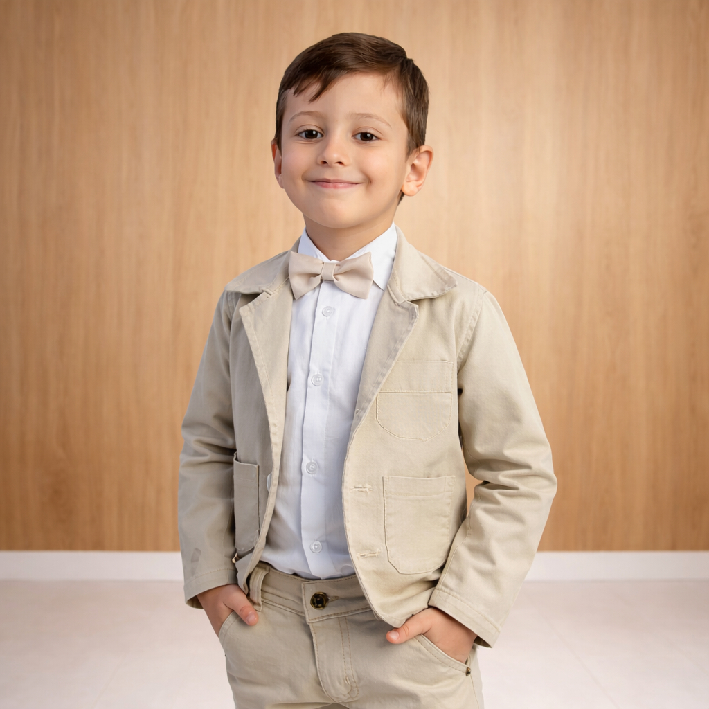 Conjunto Pagem Completo Com Blazer, Calça, Camisa e Gravata Infantil Masculino