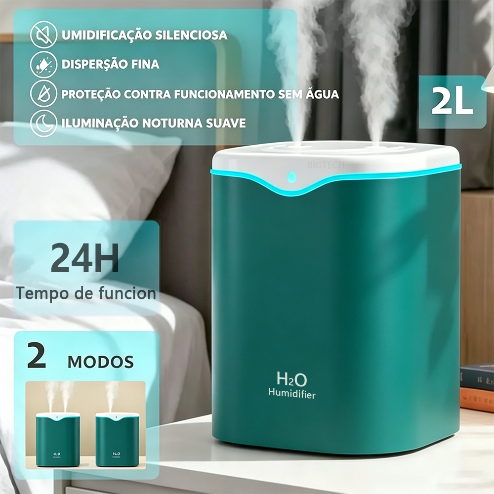 2L Umidificador De Ar Grande Difusor Aromatizador Ambiente