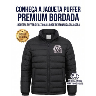 Jaqueta Puffer Personalizada - Bordado Peito - Comercio Empresa Negocio