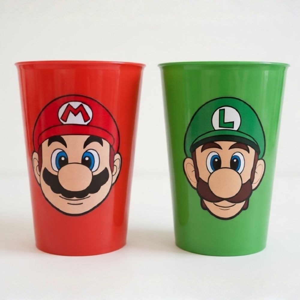 Kit Copos Personalizados Mario e Luigi 380ml Plástico Infantil Para Lembrancinhas Festas Aniversário