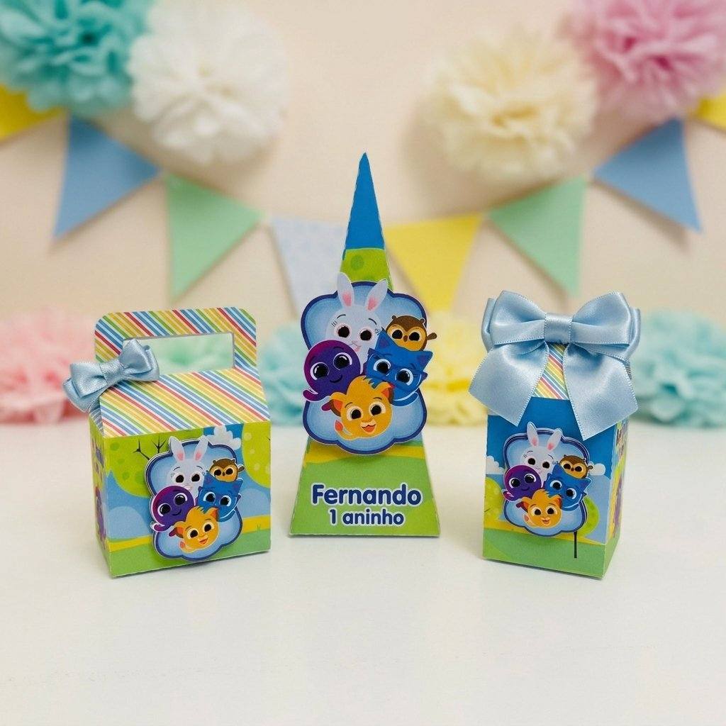 Kit Festa Bolofofos Personalizado 🎀 Caixinhas Luxo, Milk e Cone | Lembrancinhas para Aniversário Infantil