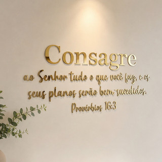 Letreiro Decorativo Frase De Parede Em Acrílico Versículos Bíblicos Provérbios 16:3 Consagre Ao Senhor