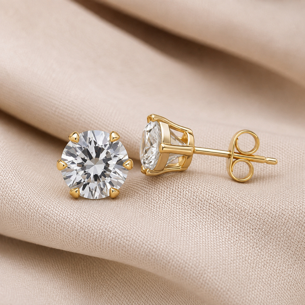 Brinco Feminino Ponto de Luz Zircônia Dourado Delicado Banhado a Ouro 18K
