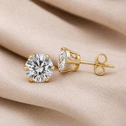 Brinco Feminino Ponto de Luz Zircônia Dourado Delicado Banhado a Ouro 18K
