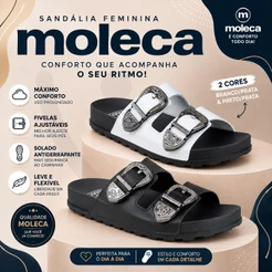 Sandália Papete Feminina Moleca Com Fivela Ajustável Slide Papete Birken Plataforma Confortável