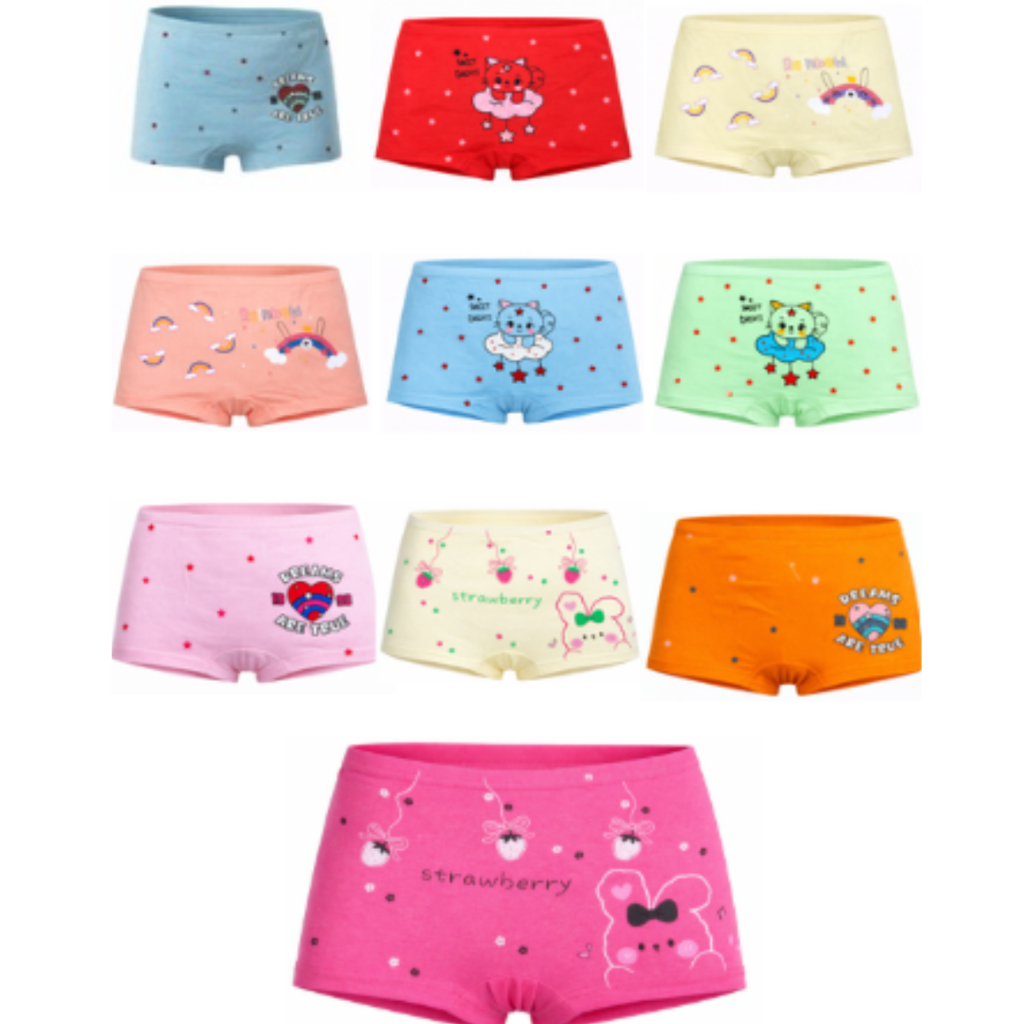 Kit 05 /10/15/20 Calcinha Box Shortinho FEMININA MENINA INFANTIL JUVENIL Boxer Confortável Criança Estampas Sortidas