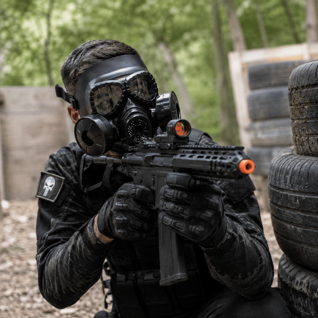 Máscara Anti-Gás Fake Tática Airsoft Steampunk Cosplay Preta