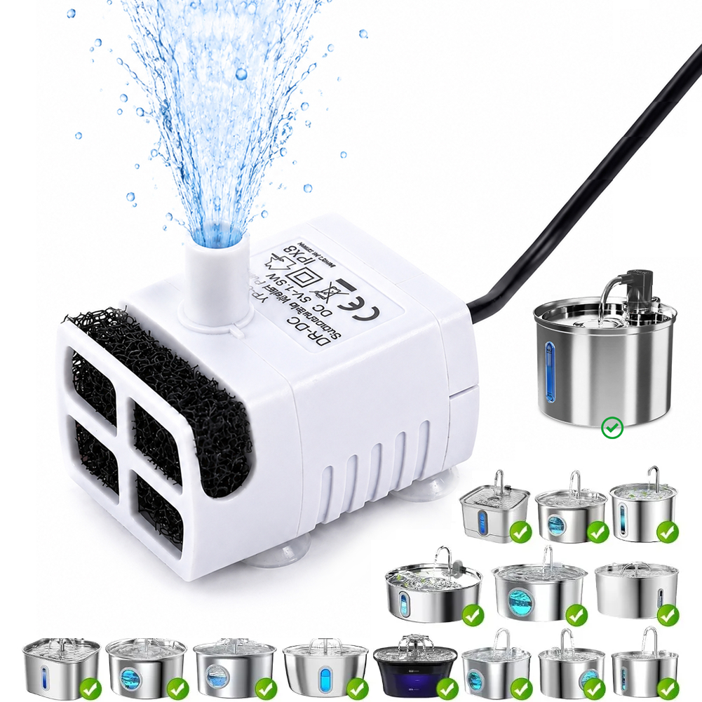 Bomba para bebedouro de animais de estimação USB Substituição do motor da bomba de baixo ruído com luz indicadora de LED