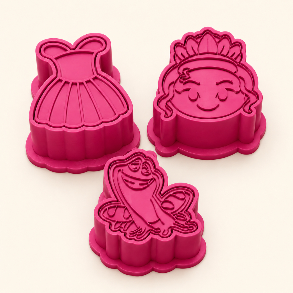 Kit Ejetor Para Brigadeiro Princesa Tiana Sapo Vestido Confeitaria Massas 3D