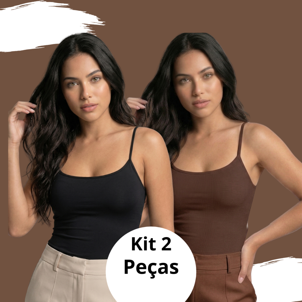 Kit 2 Cropped Alça Moda Blogueira Micropremium Confortável Basico Premium Para Academia Festas Ficar em Casa
