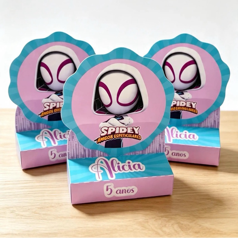 Kit caixinhas Porta bis Aranha fantasma/Spidey e seus amigos/menina/Lembrancinha/Festa Infantil/aniversário