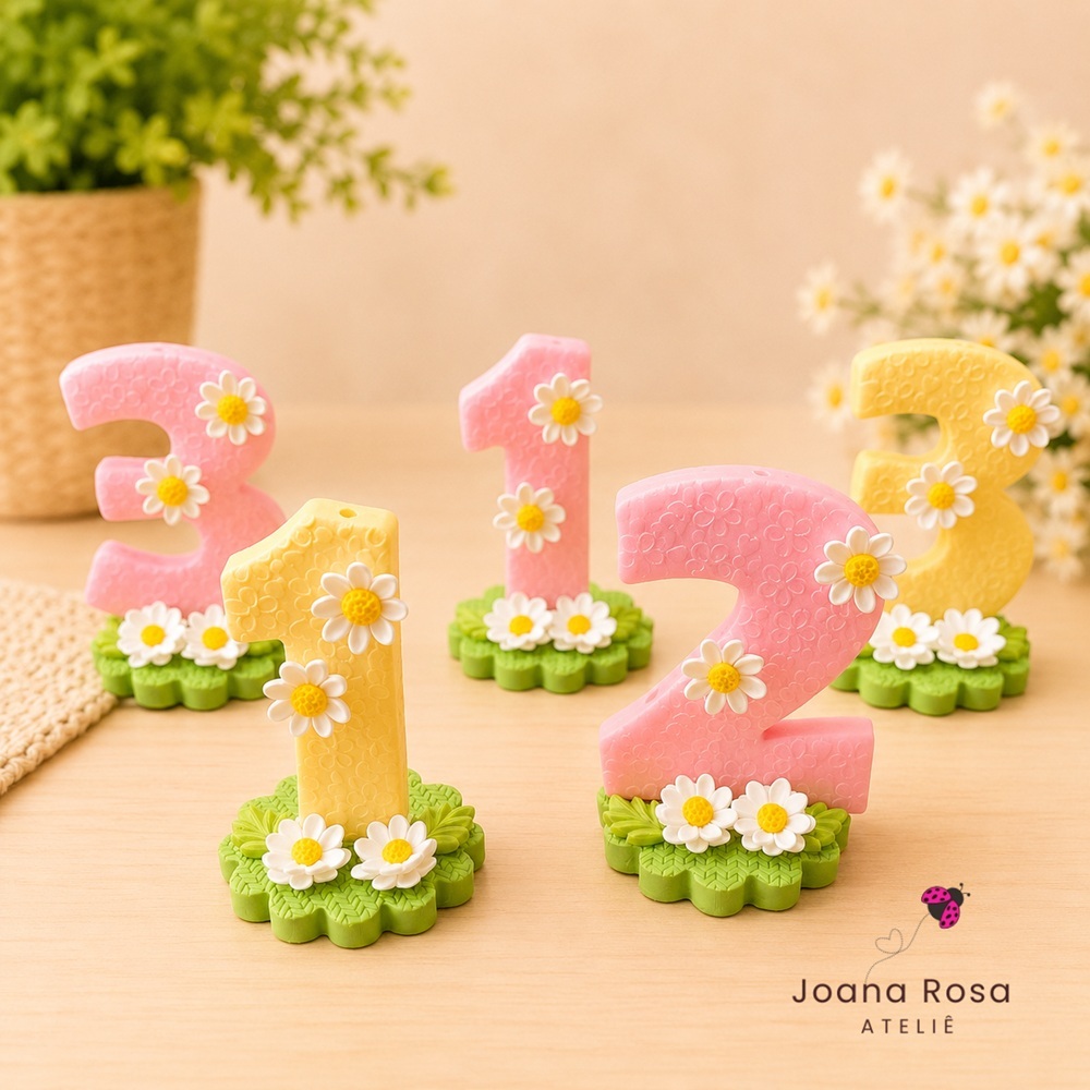 Vela Jardim das Margaridas em Biscuit | Festa Infantil | Pronta Entrega