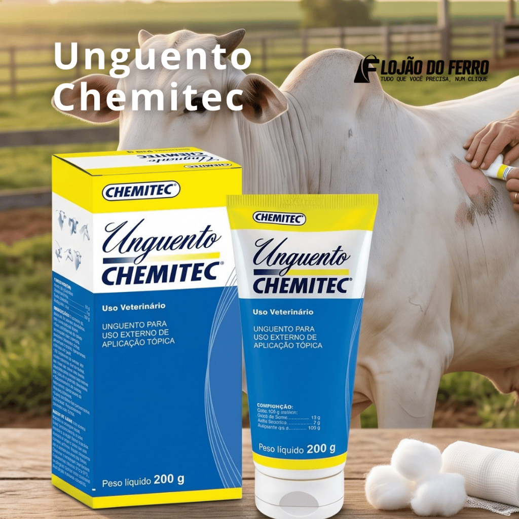 Pomada Cicatrizante Unguento 200g Chemitec Cães Gatos e Equinos 