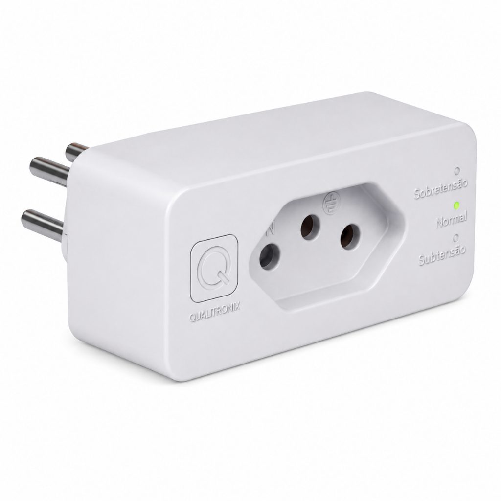 Plug ProtectorTomada PLUS +Qualitronix para Informática e Eletrônicos contra Surtos, Raios, Quedas