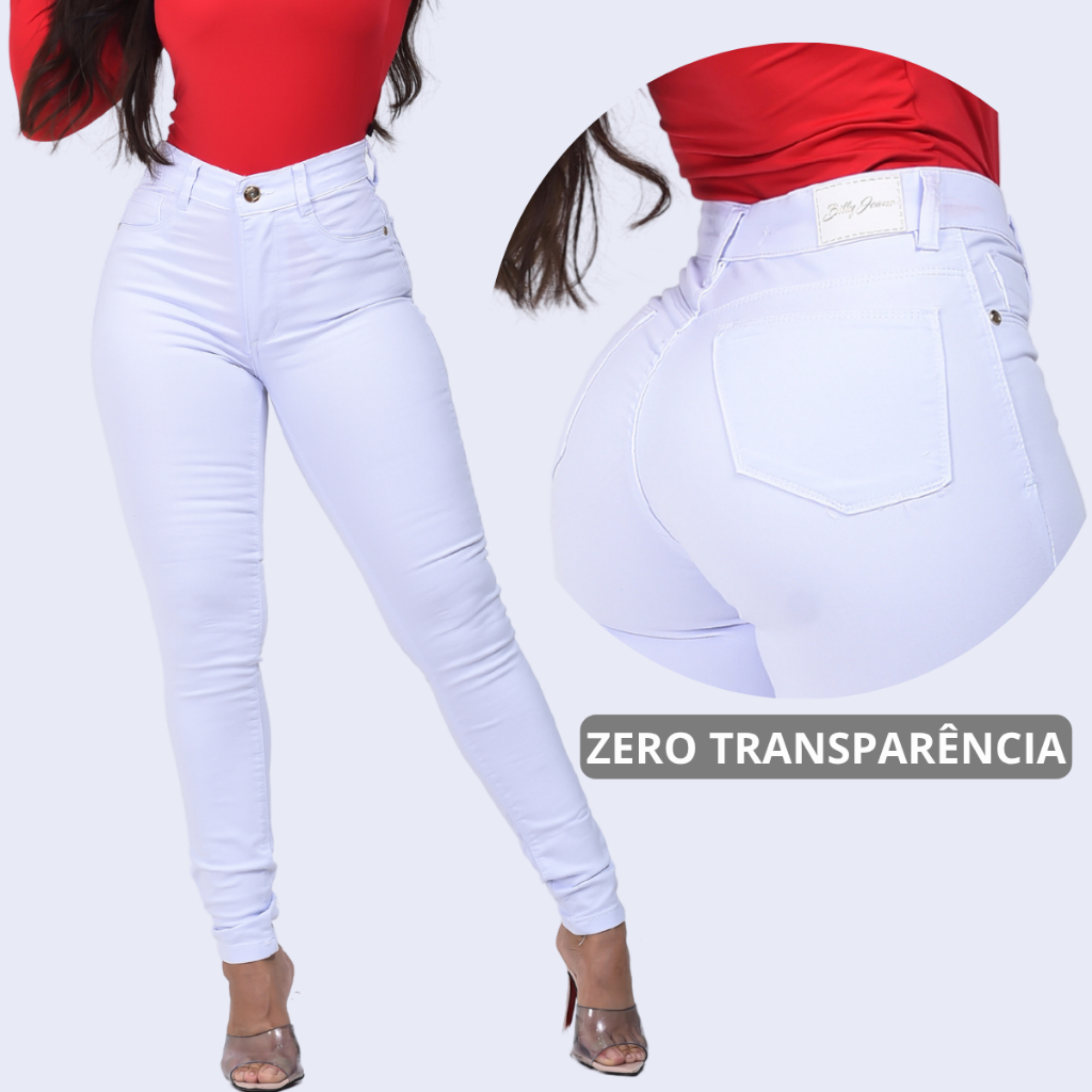 Calça Jeans Branca Feminina Lycra Elastano Cintura Alta Tecido Grosso Sem Transparência, perfeita p Enfermagem/Dentista