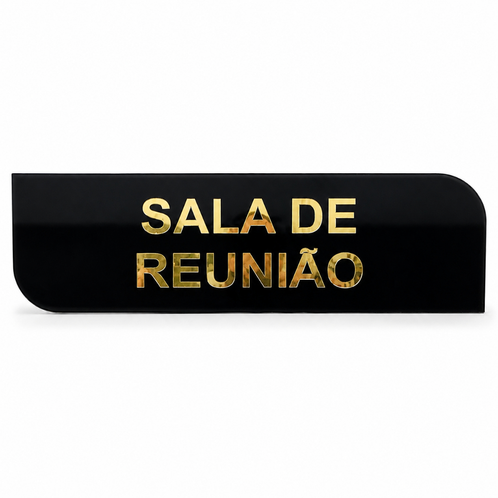 Placa Sinalização Identificação Acrílico Sala De Reunião 30x9 cm Plaquinha Porta Empresa Escritório