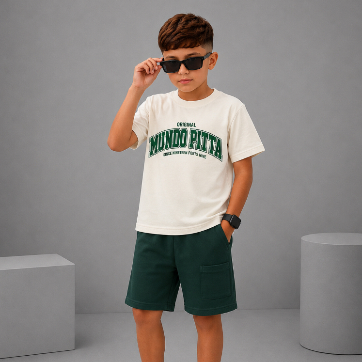 CONJUNTO CAMISETA BERMUDA PARA MENINOS MASCULINO DO 2 AO 14 ANOS