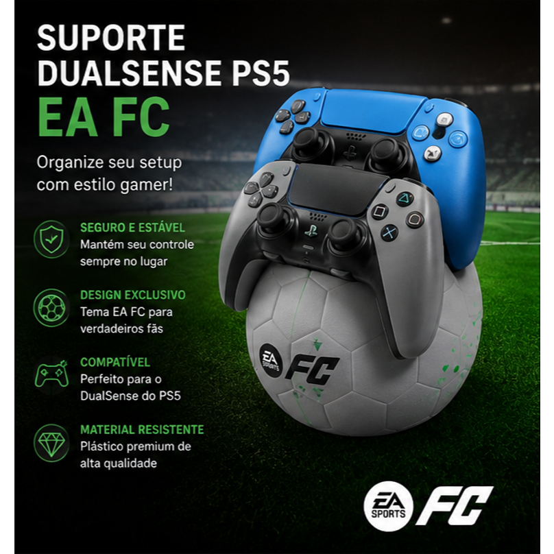 Suporte para 2 Controles DualSense PS5 EA FC Gamer Porta Controle Playstation