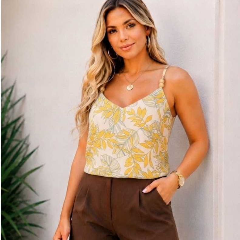 Blusa Feminina Alça Regulável Blusinha Alcinha Básica Crepe Tamanho GG