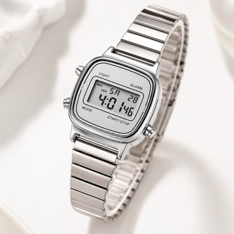 Relógio Feminino Digital 670 MINI Vintage Unissex Moda Retro Mulher Elegante