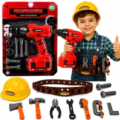 Brinquedo Infantil Parafusadeira Eletrica Cinto Ferramentas