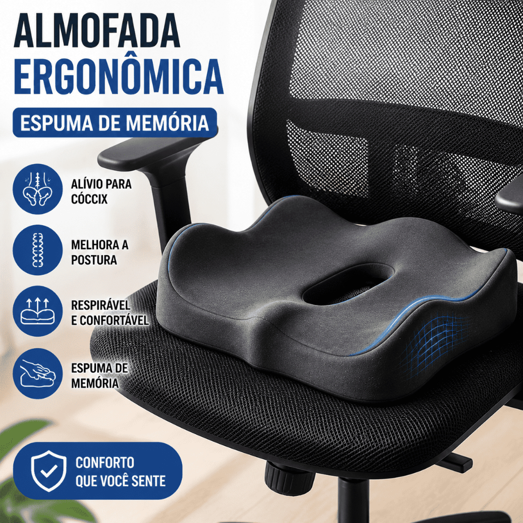 Almofada para Cadeira de Escritório com Espuma de Memória e Apoio para Lombar Assento Acolchoado