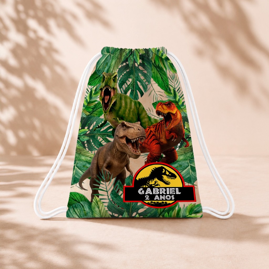 10 Mochila Personalizada Infantil 18x26 Sacolinhas Surpresa Festa Aniversário Lembrancinha Dinossauros Dinossauro M3