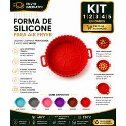 Forma de Silicone 20x5cm Redonda 1/2/3/4/5 para Air Fryer Reutilizável Antiaderente Resistente Premium Até 230°C Premium