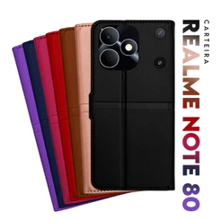 Capa Capinha Case Carteira Flip Cover Couro Sintético para Realme Note 80 tela 6.74 pol - Cell in Power25