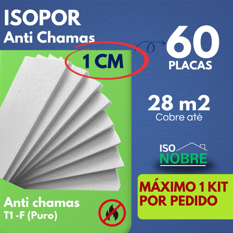 Kit 60 Placas 1 CM (10x400x1000) Isopor EPS Anti-Chamas | Isolante Térmico Acústico para Reforma e Construção Civil