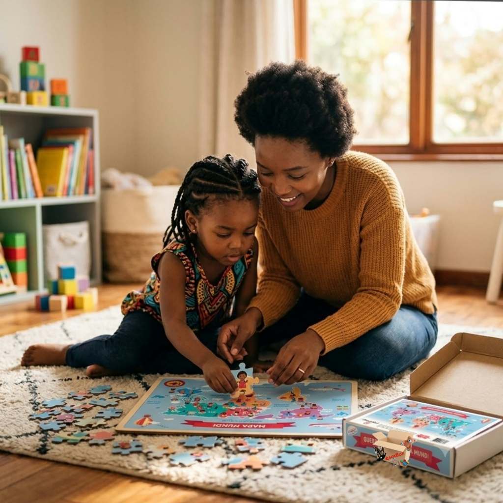 Brinquedo Pedagógico Educativo Quebra Cabeça Infantil Mapa Mundi 100 Peças — imagem 2 de 2