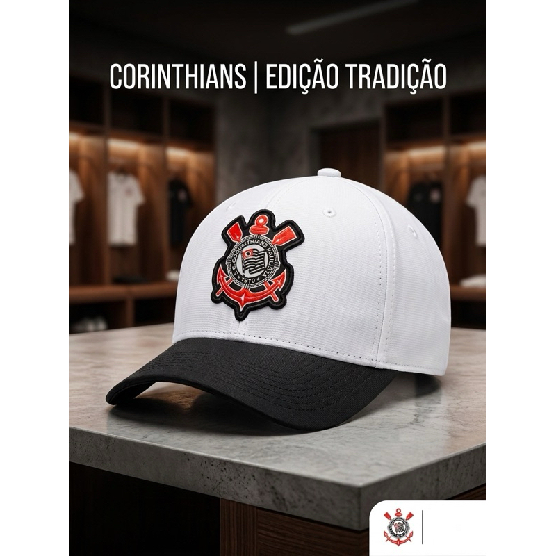 Boné aba curva do Corinthians Timão torcedor unissex