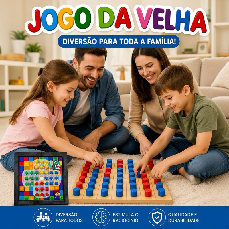 Jogo da Velha + Resta 1 em Plástico Rígido - Jogo Educativo 2 em 1.