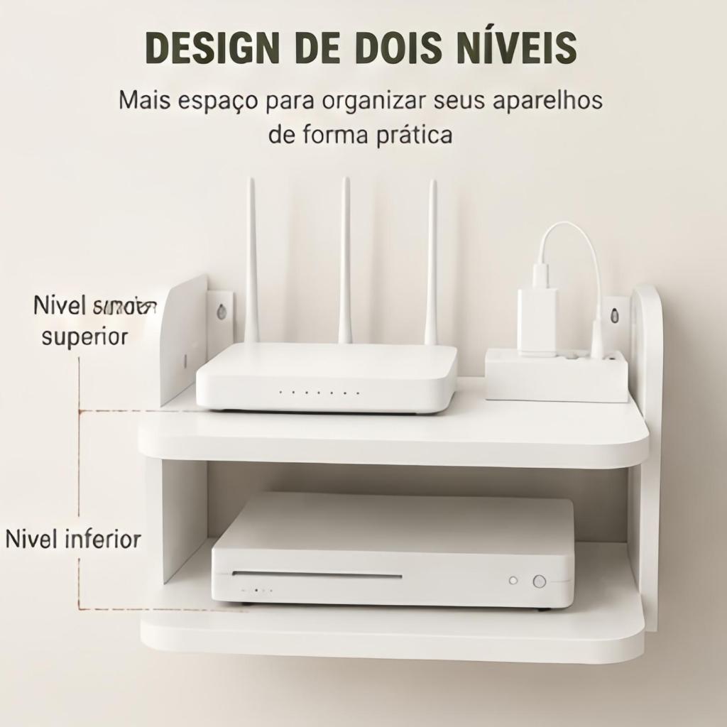 Prateleira MDF para Roteador Wifi Suporte Invisível de Parede para TV e Modem