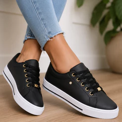 Tênis Feminino Casual Confortável Estiloso Sola Reta Macio Leve Dia a Dia Tendência Envio Rápido