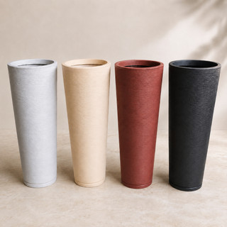 Vaso Coluna Ibiza Nº2 Decorativo com Prato Polietileno 71cm Planta Flor Jardim Varanda
