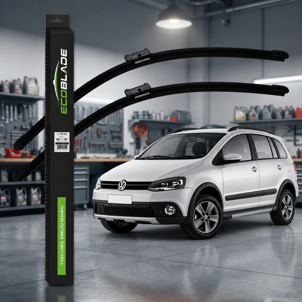 Par de Palhetas Limpador Parabrisa Ecoblade Volkswagen Space Cross 2012 A 2017 Alta Durabilidade Silicone Silenciosa
