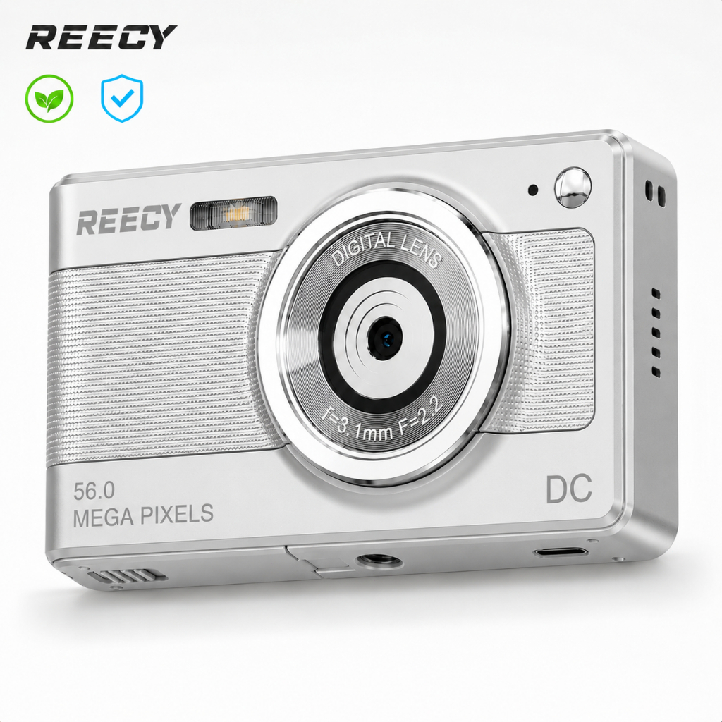 Câmera Digital Compacta CCD 1080P 56MP com Cartão 32GB, Foco Automático, Zoom 16X, Tela 2,88” e Bateria 1000mAh