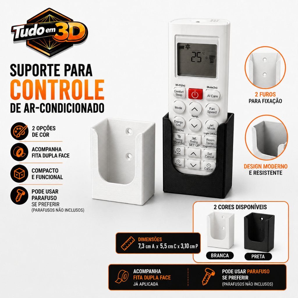Suporte De Parede Porta para Controle Remoto Tv Universal Ar Ventilador
