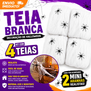 KIT 4 Teia De Aranha Decoração Halloween Teia Decorativa Branca DECORAÇÃO HALLOWWEN