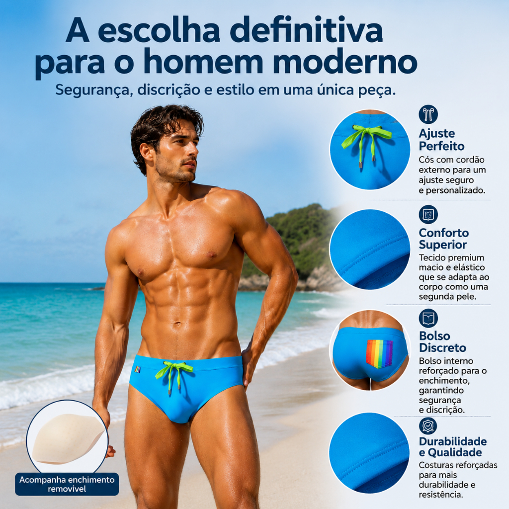 Z&D Lingerie Sungas Masculinas Cuecas Cavadas Cor Sólida bolso traseiro Arco-Íris Tendência Moda Com Bojo 24170 · foto 2