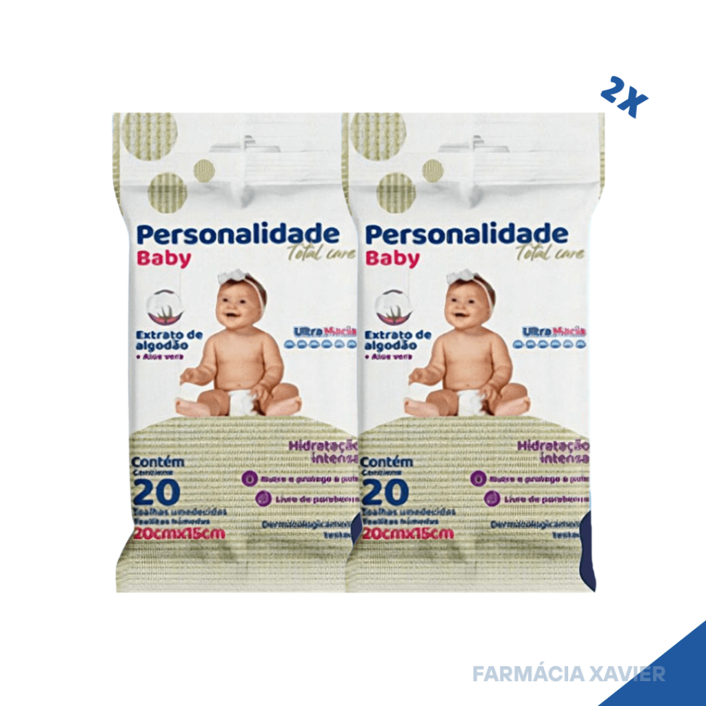 Kit 2 Unid Toalhas Umedecidas Personalidade Baby Pacote - 20 Unid
