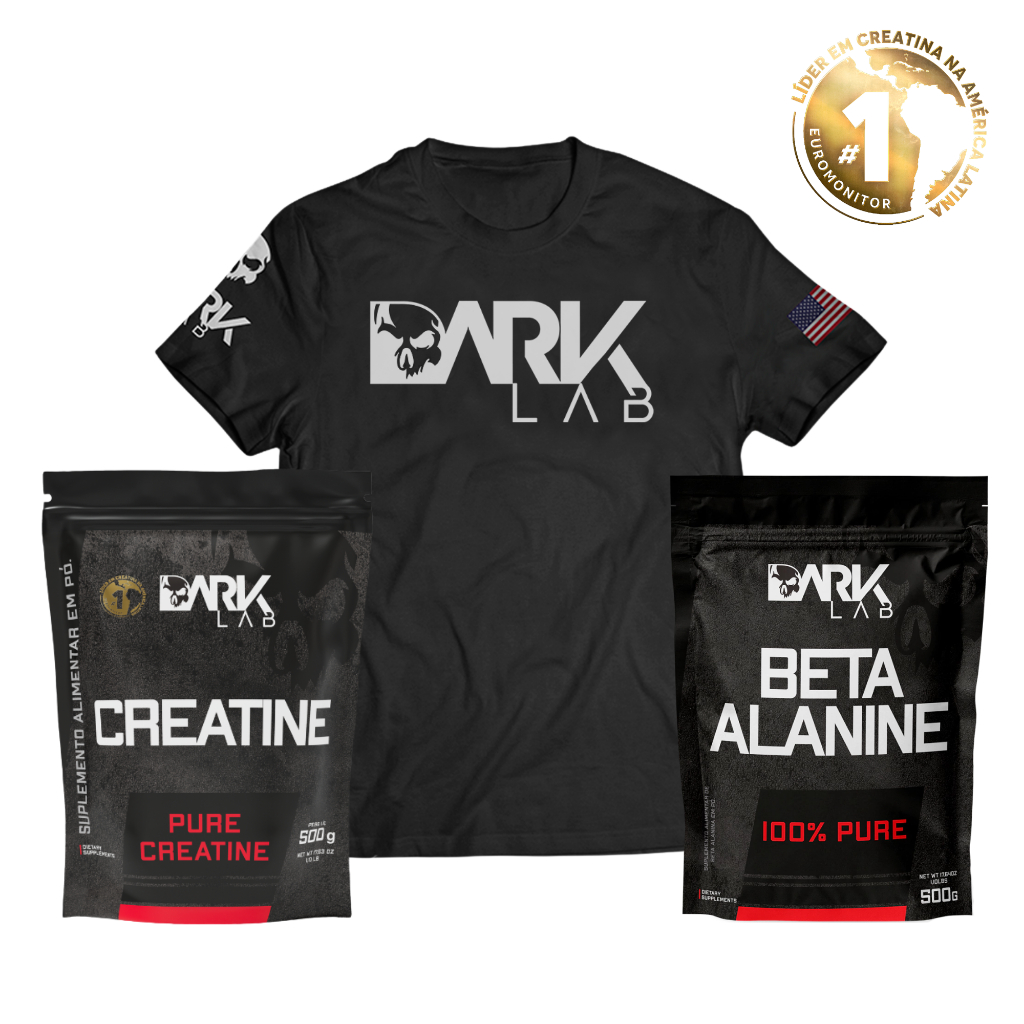 Beta Alanina 100% Pura 500g + Camiseta Dry-fit Caveira + Creatina Pura 500g Refi