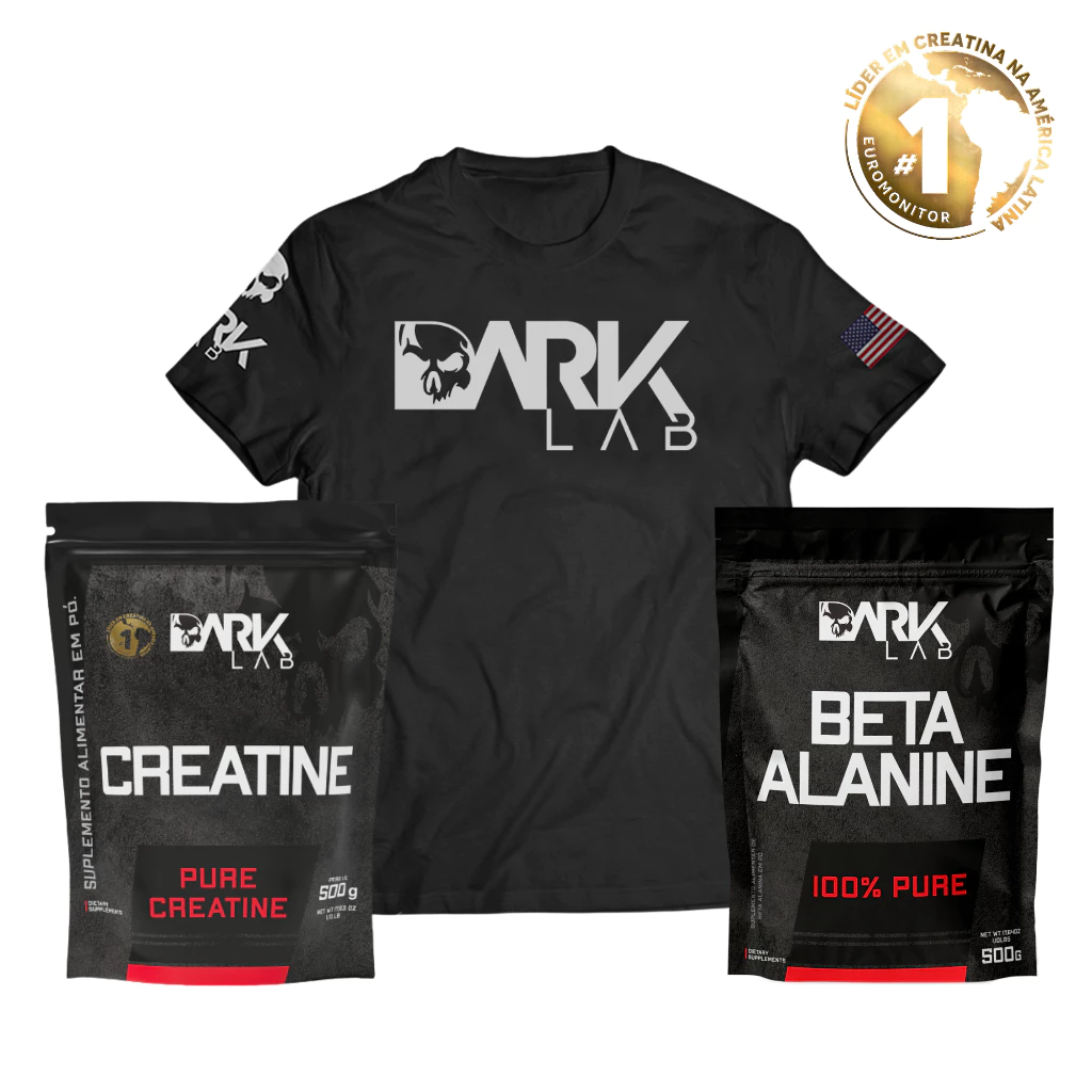 Beta Alanina 100% Pura 500g + Camiseta Dry-fit Caveira + Creatina Pura 500g Refil - Dark Lab — imagem 1