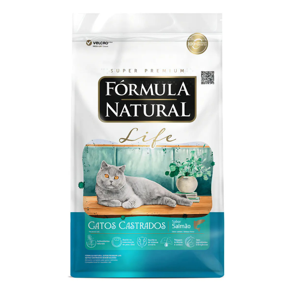 Ração Fórmula Natural Life Para Gatos Castrados Sabor Salmão 15kg